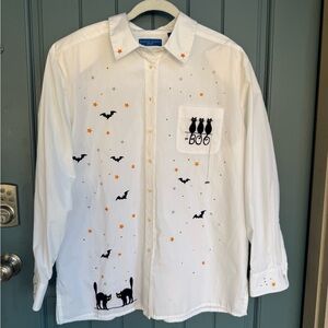 Karen Scott XL Halloween Cats Bats Button Up